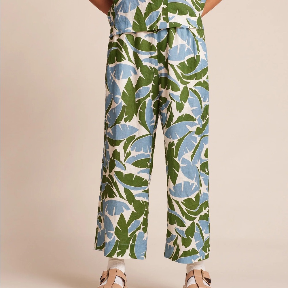 Trovata Birds of Paradise Linen Willa Pant Plaintain Print Size Small